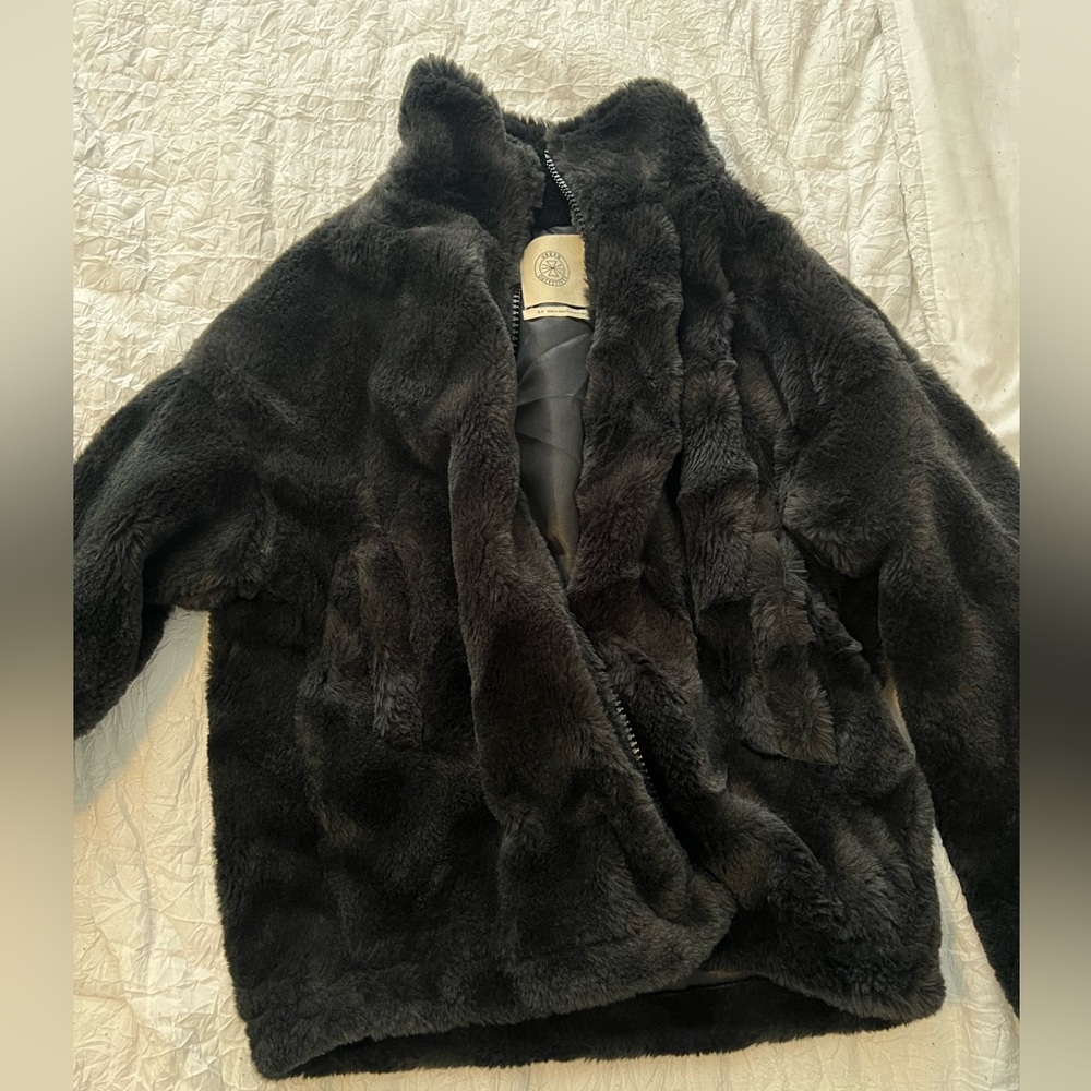 Urban Outfitters- coat, black and gray chevron, size small